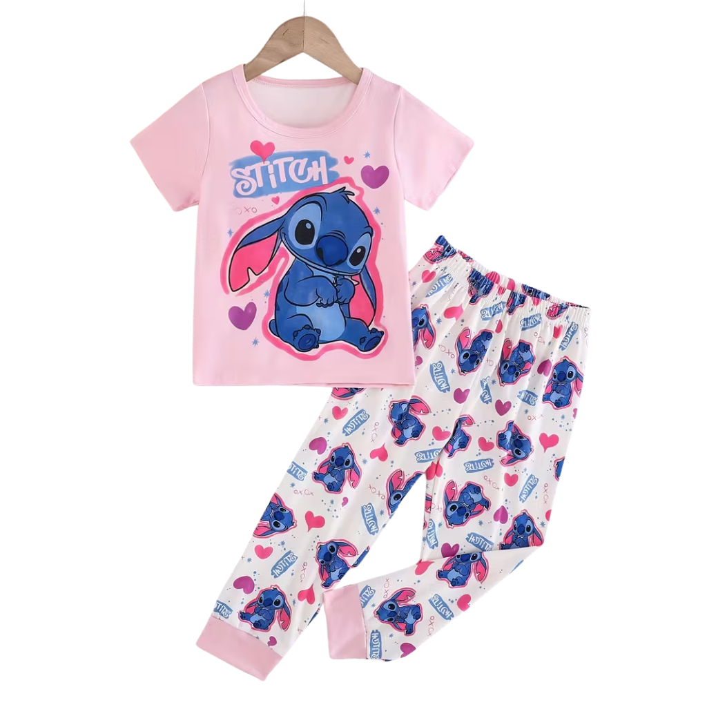 Cute Cartoon Print Short Sleeve T Shirt And Pants Loungewear