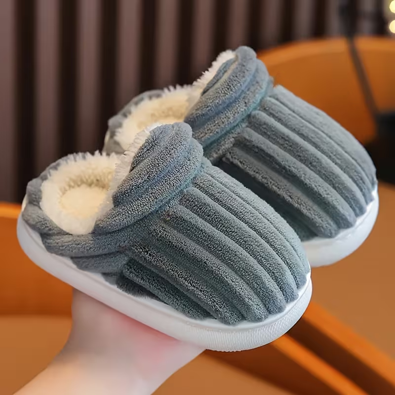 Winter Lined Slip On Slippers For Kids Home Use