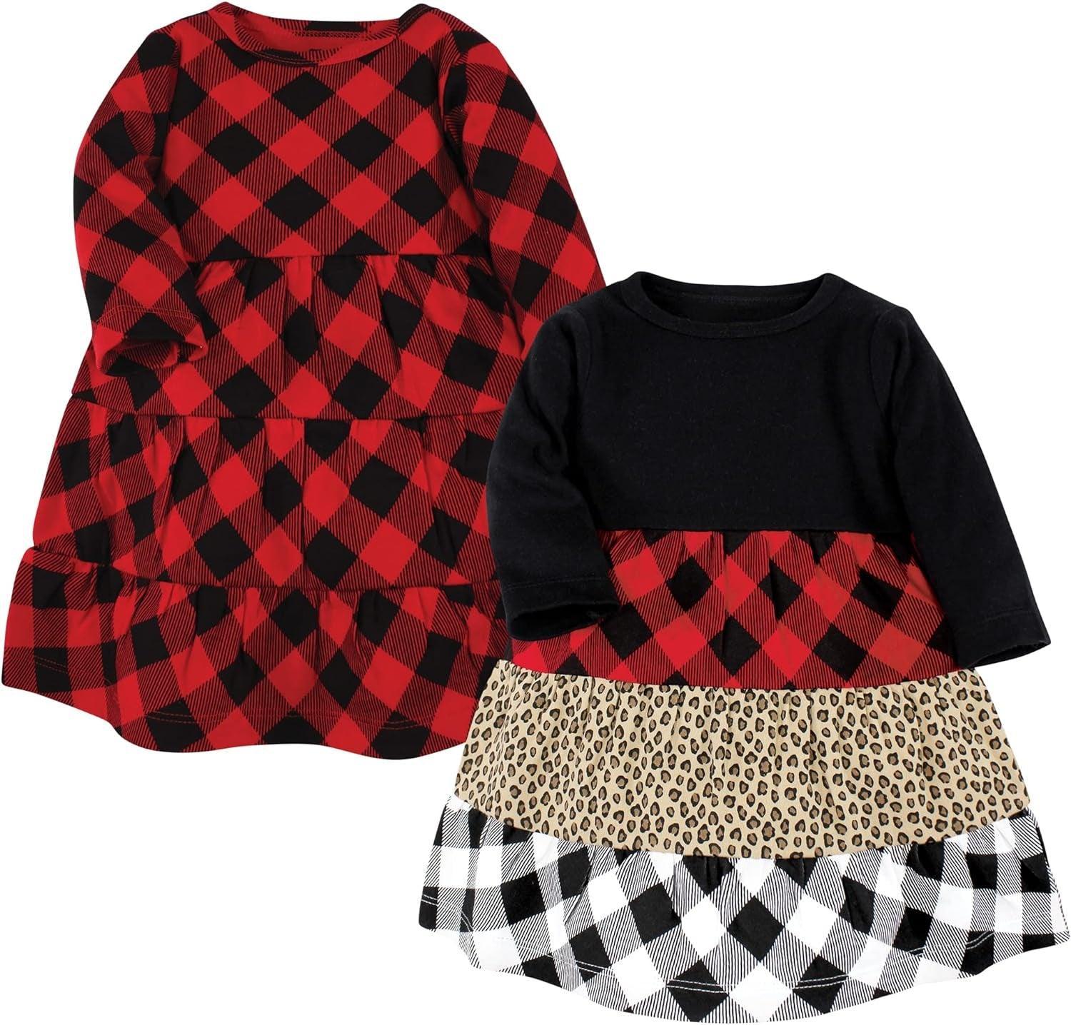 Stylish Baby Dress Set – Cotton Dresses with Plaid & Animal Prints-Diaper Reusable