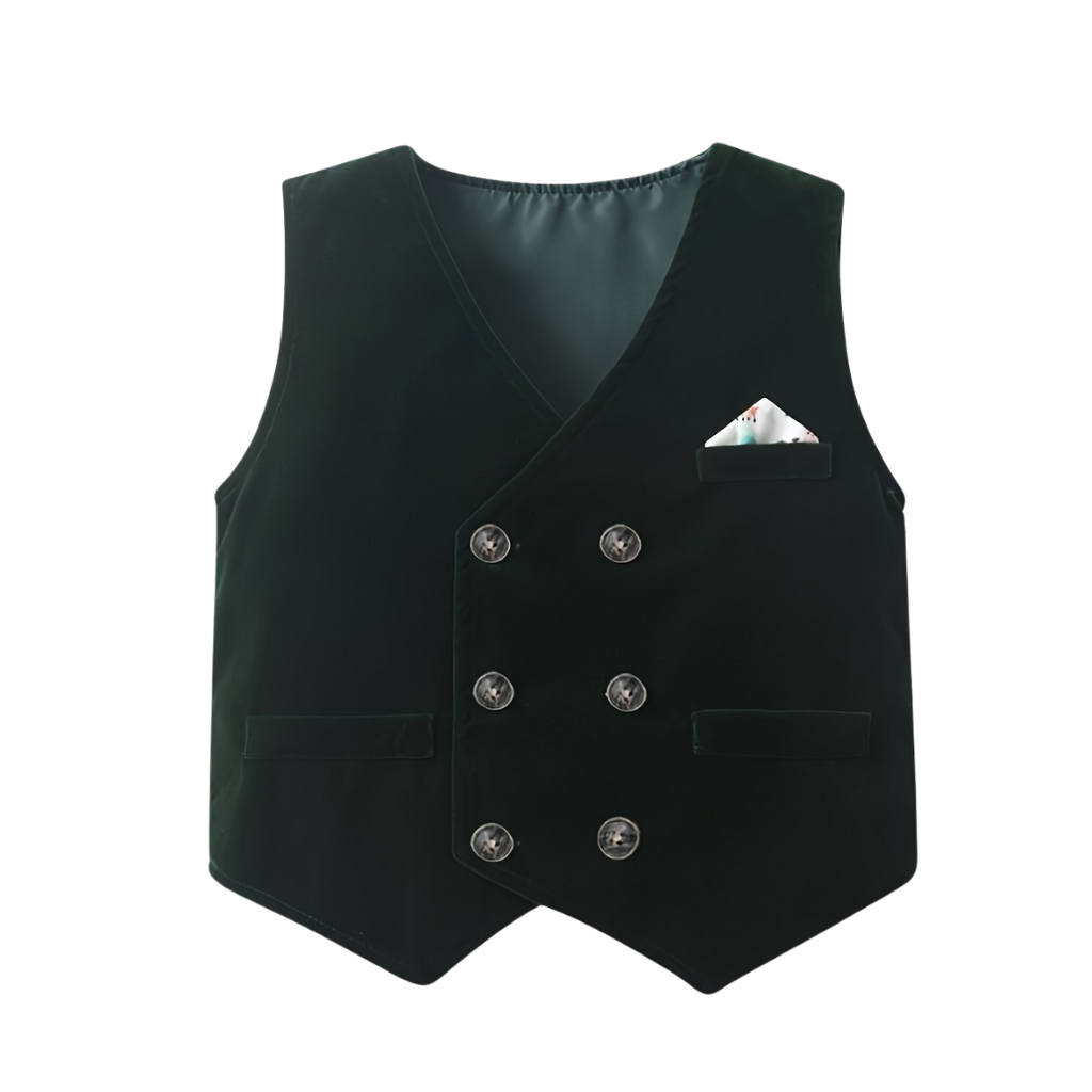 3 Piece Vest Shirt With Bow Tie And Pant Set For Boys