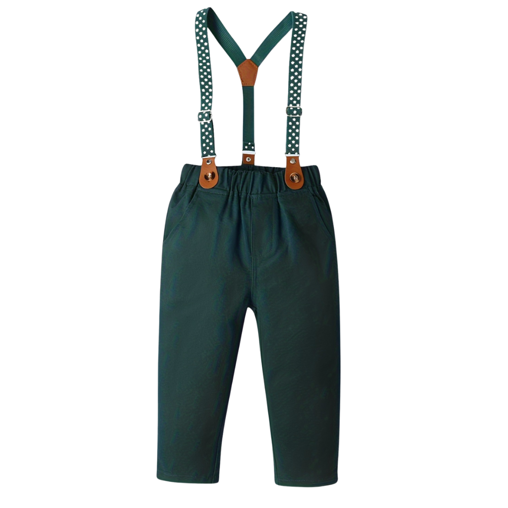 Two Piece Set With Long Sleeve Front Button Shirt Bow Tie And Pants For Boy