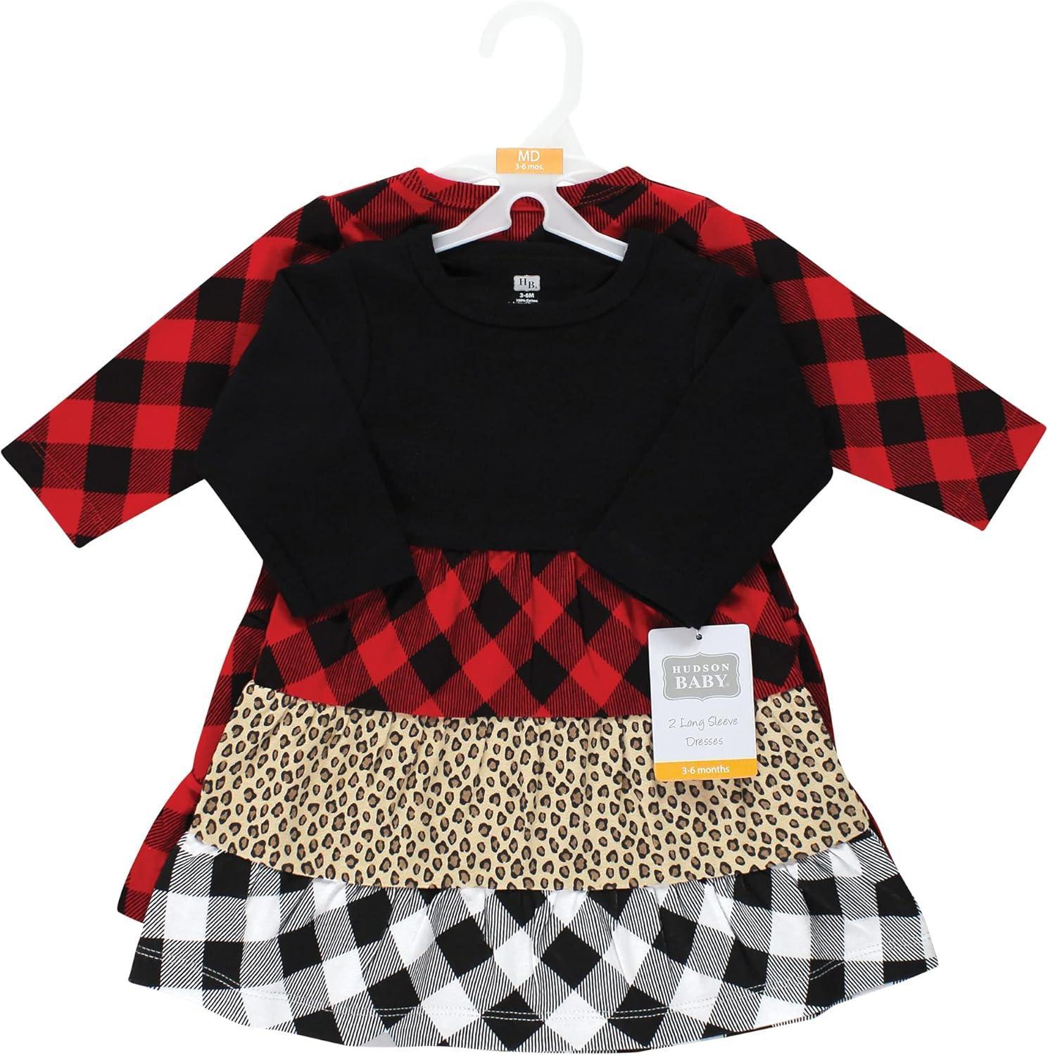 Stylish Baby Dress Set – Cotton Dresses with Plaid & Animal Prints-Diaper Reusable