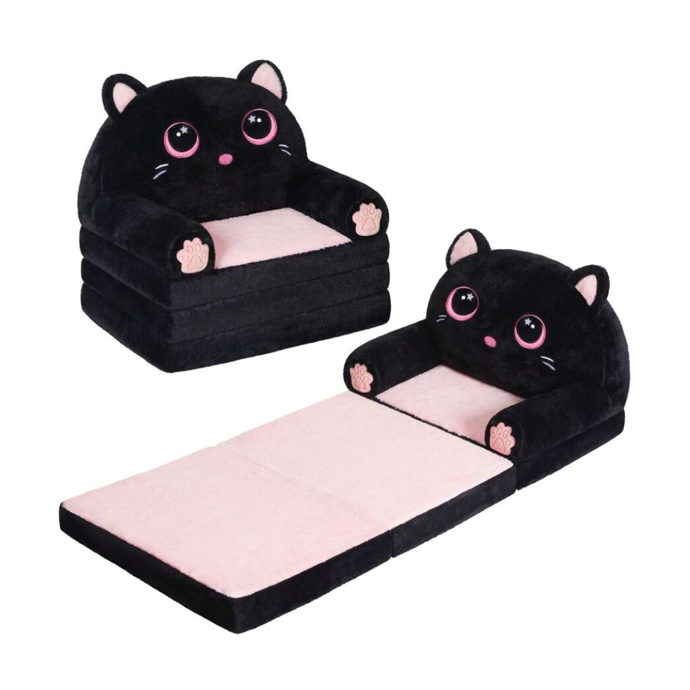 2 In 1 Kids Couch Bed With Cozy Velvet Flip Open Design For Toddlers