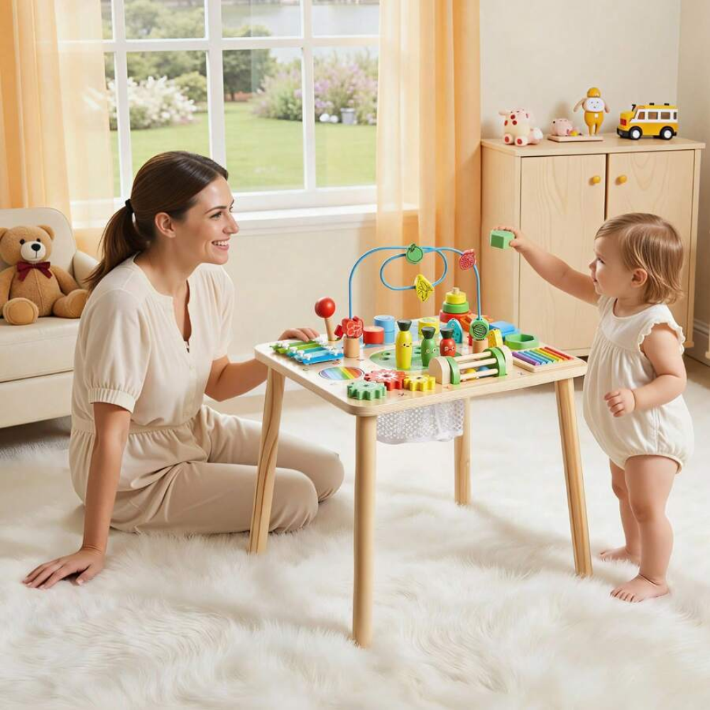 Wooden Activity Table 13 1 Learning Desk For Toddler Play