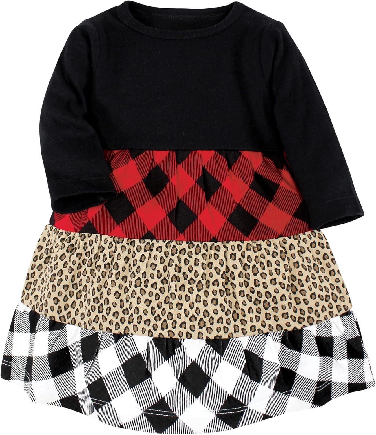 Stylish Baby Dress Set – Cotton Dresses with Plaid & Animal Prints-Diaper Reusable