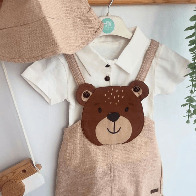 Teddy Bear Jumpsuit Dress-Diaper Reusable