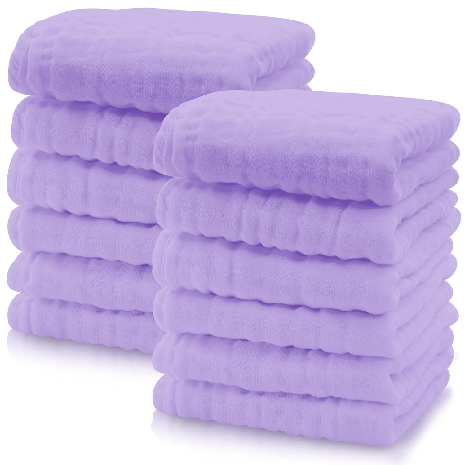 12 Pieces Ultra Soft Muslin Washcloths-Diaper Reusable