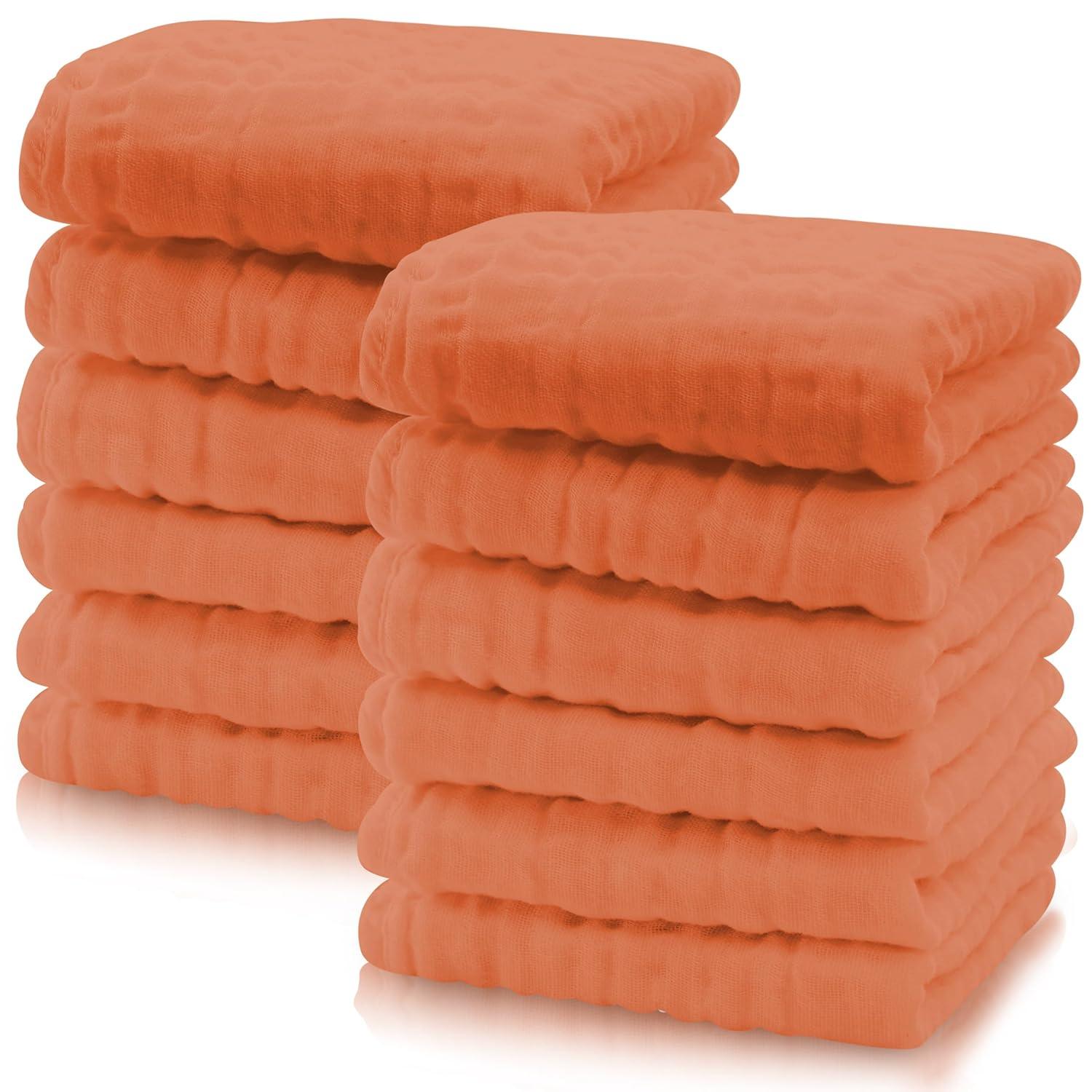 12 Pieces Ultra Soft Muslin Washcloths-Diaper Reusable