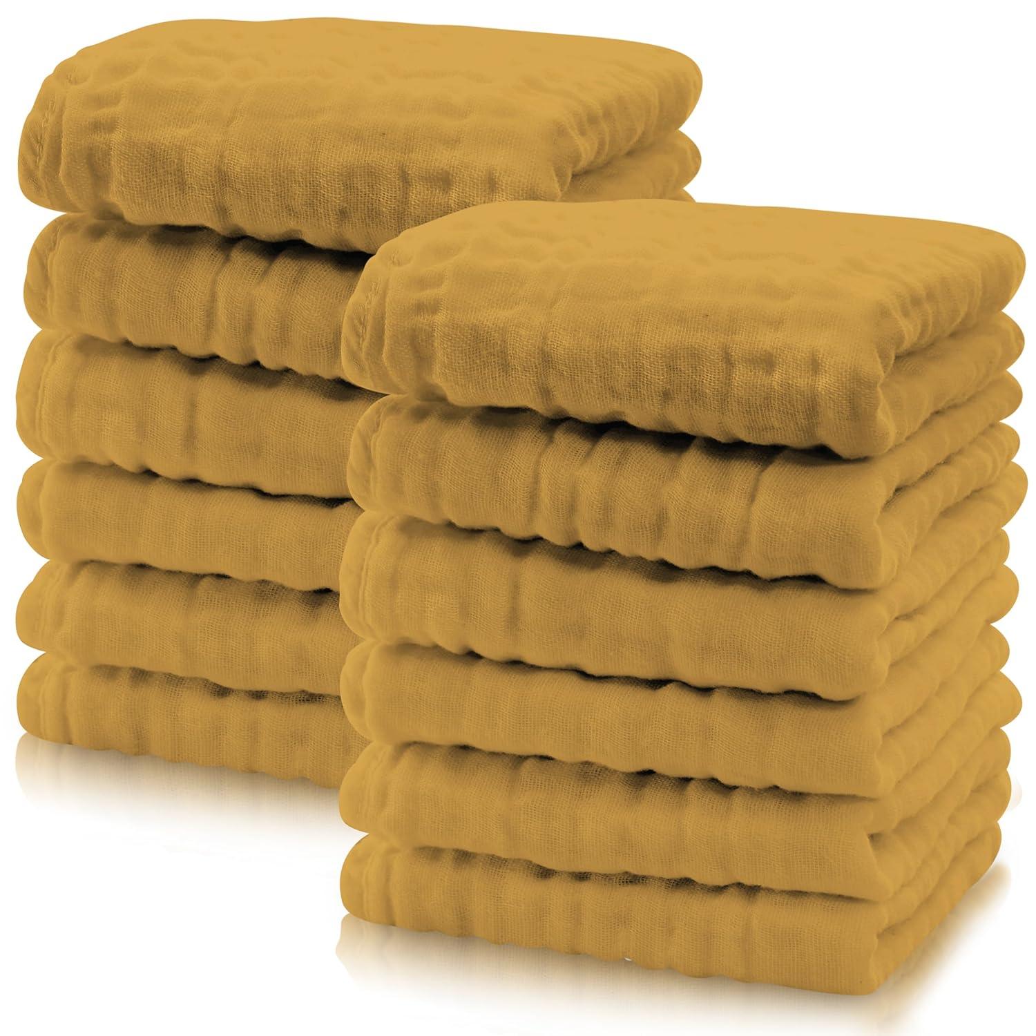 12 Pieces Ultra Soft Muslin Washcloths-Diaper Reusable