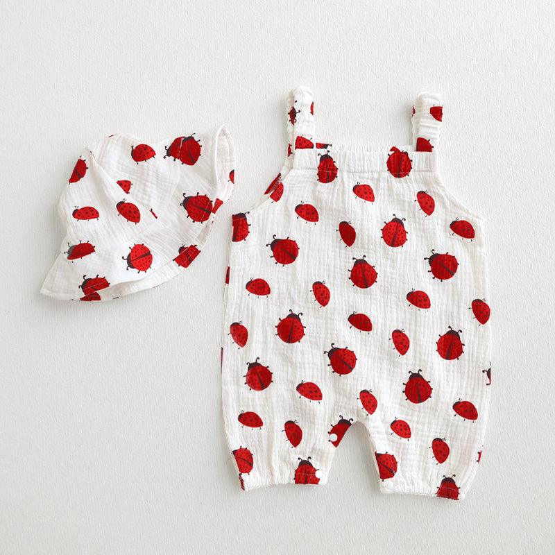 Baby Ladybug Romper With Hat Set-Diaper Reusable