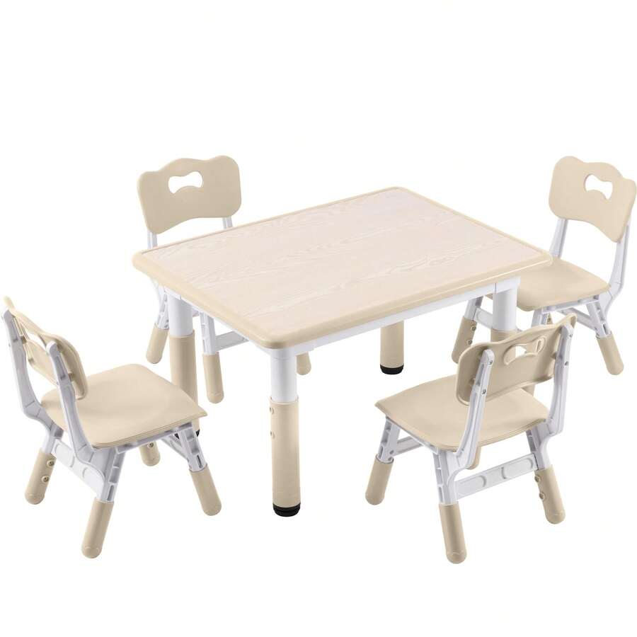Table Chair Set Adjustable Height Graffiti Desktop Plastic For Kids