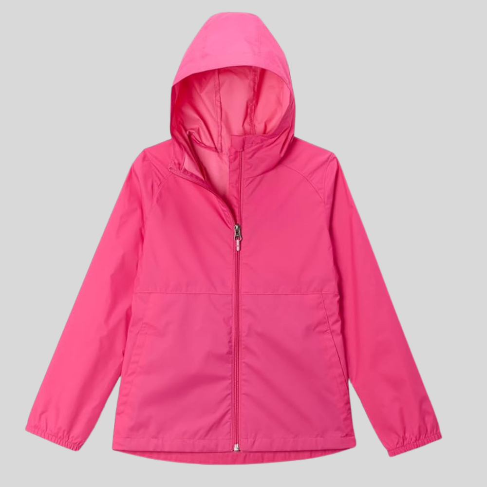 Girls Waterproof Hooded Rain Jacket Lightweight Nylon Coat