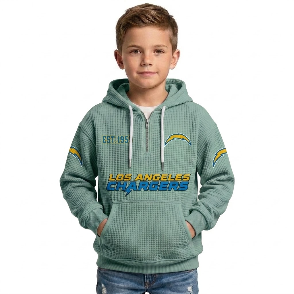 Los Angeles Chargers Themed Quarter Zip Hoodie For Kids