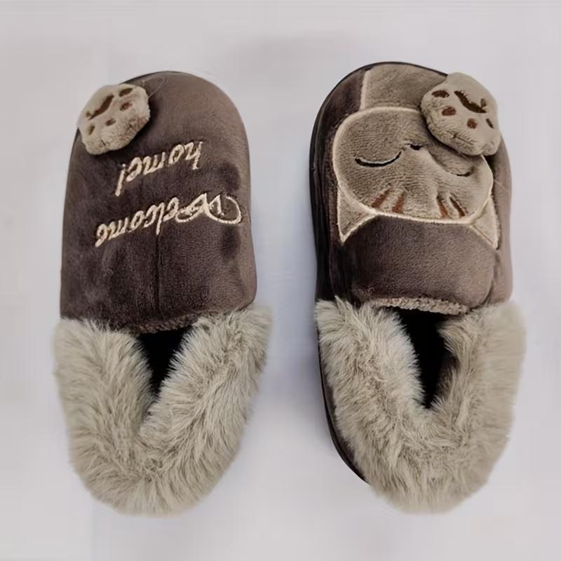 Furry Cartoon Design House Shoes For Kids