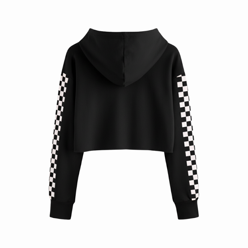 Girls Plaid Long Sleeve Crop Top Hoodies Sweatshirts