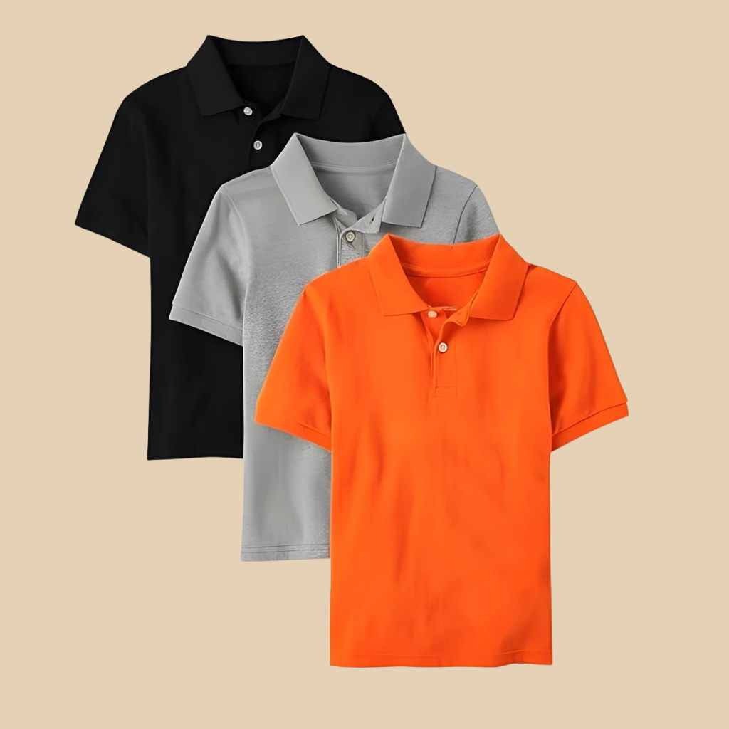 Pack Of 3 Boys Multipack Short Sleeve Pique Polo T Shirts