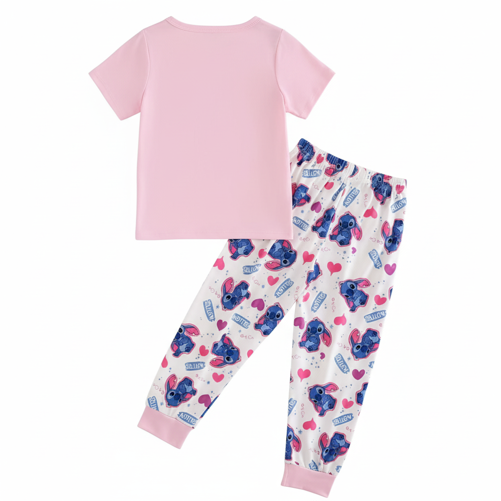 Cute Cartoon Print Short Sleeve T Shirt And Pants Loungewear