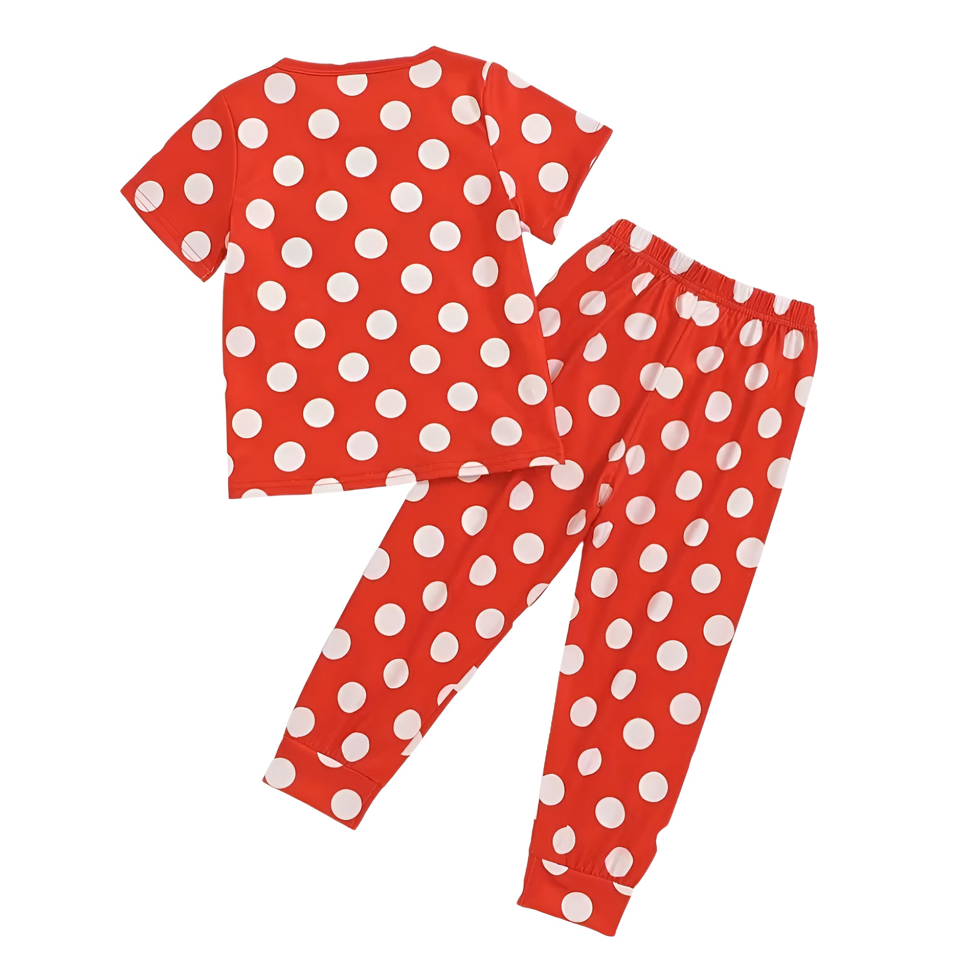 Minnie Print Flame Retardant Fabric Short Sleeve Pajama Set for Girls