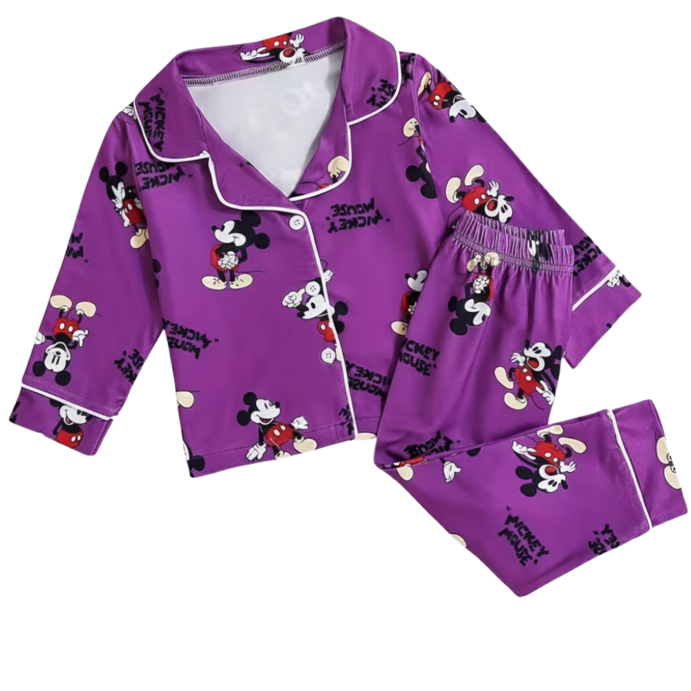 Character Mouse Print Button Pajama Set