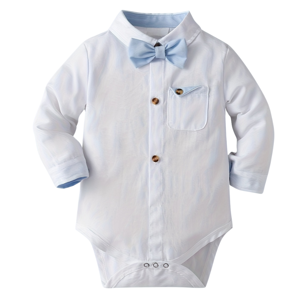 Bow Tie Shirt With Suspender Pants