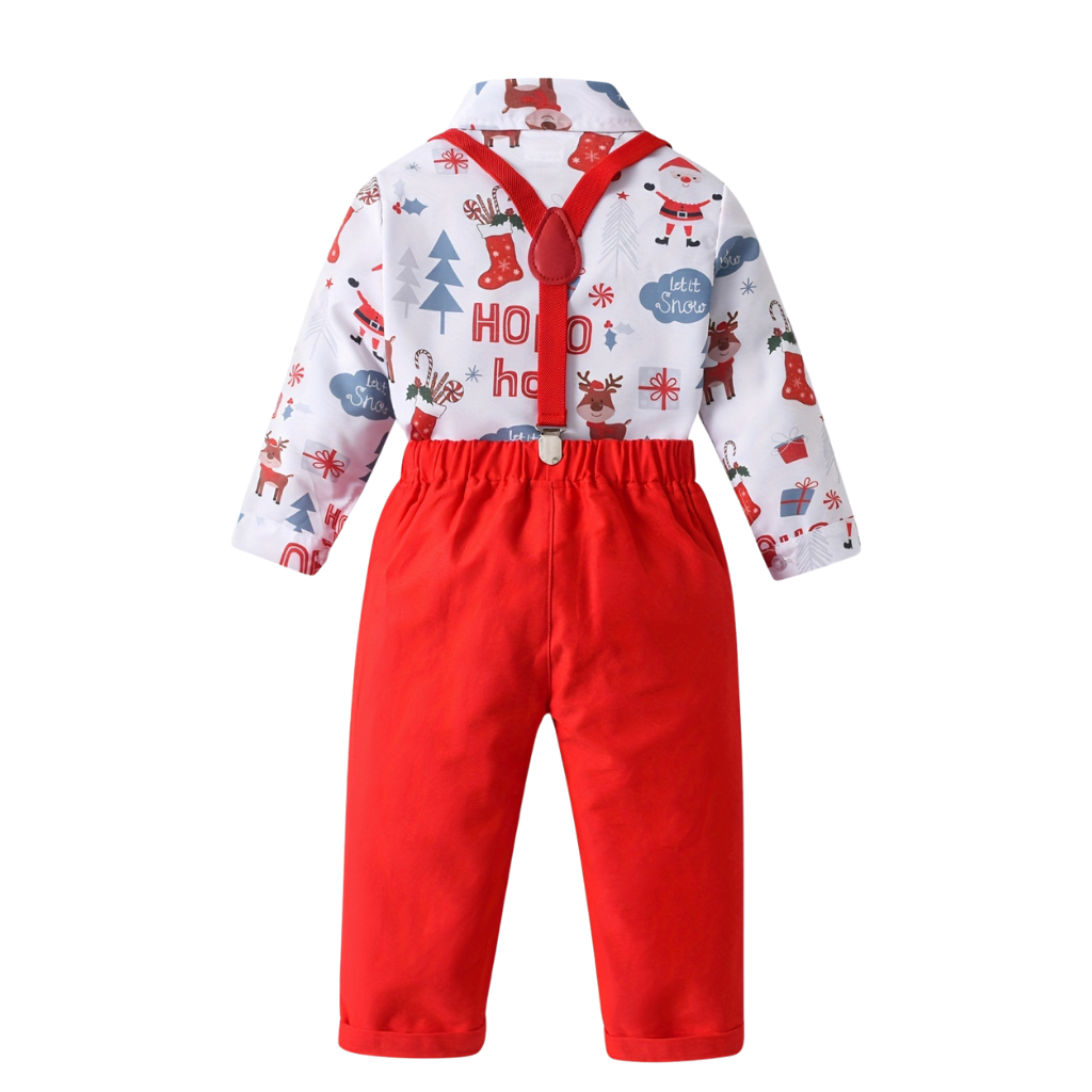 Festive Shirt Trouser Set With Suspenders