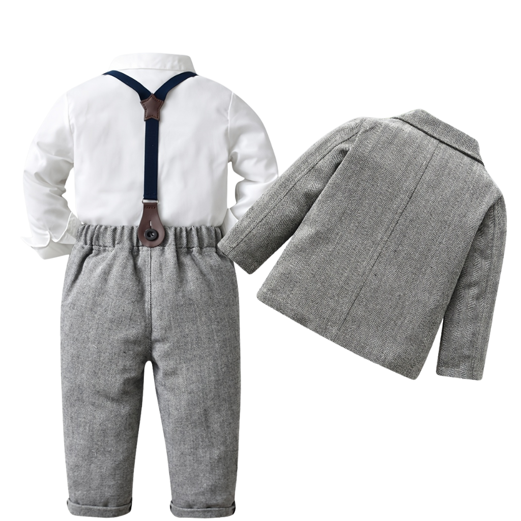 3 Piece Long Sleeve Shirt Blazer And Pant Set For Boys
