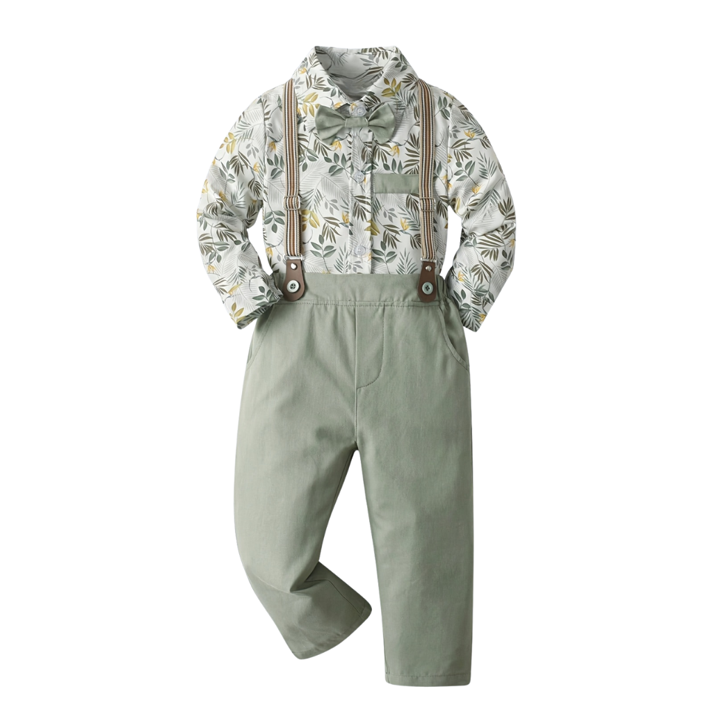 Formal Suit With Collar Bow Tie Long Sleeve Shirt And Pants Set For Boys