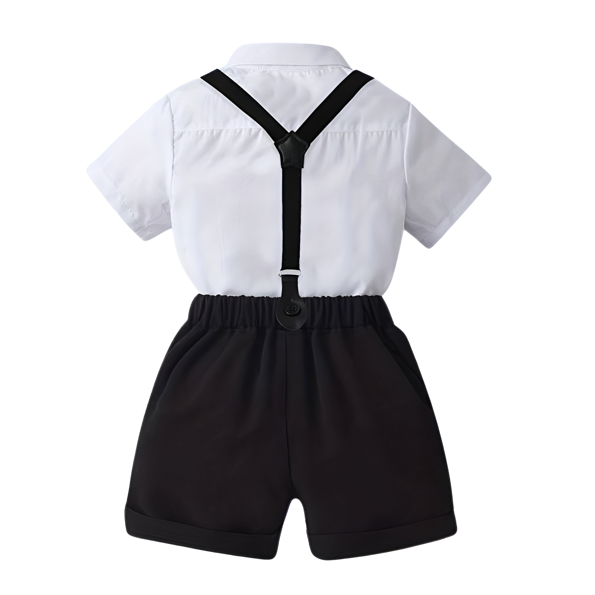 2 Piece Of Summer Gentleman Suit With Shirt And Shorts Set For Boys