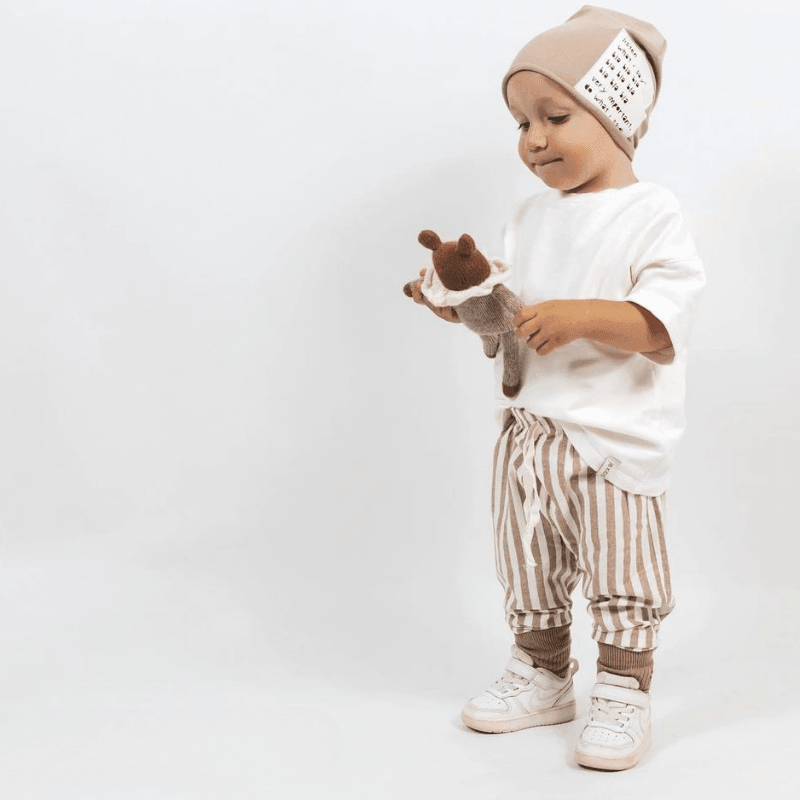 Baby Striped Drawstring Casual Pants-Diaper Reusable