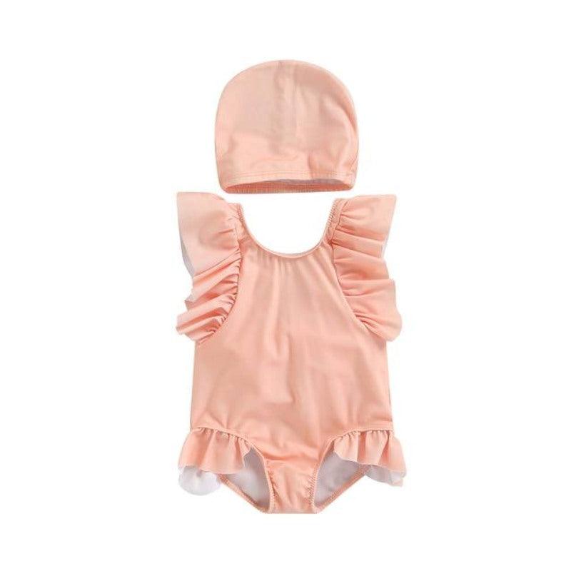 Ruffle Sleeve Baby Swimsuit-Diaper Reusable