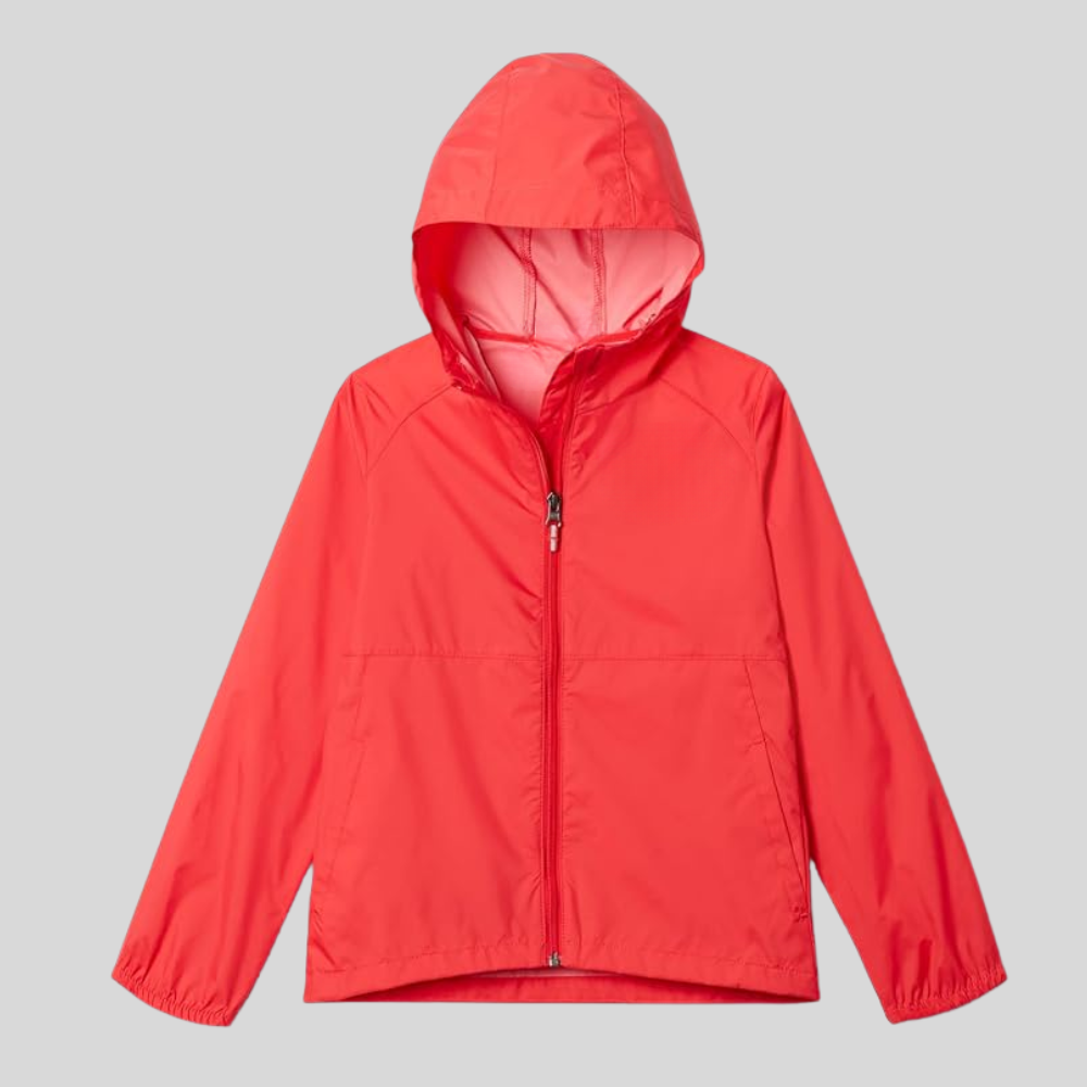 Girls Waterproof Hooded Rain Jacket Lightweight Nylon Coat