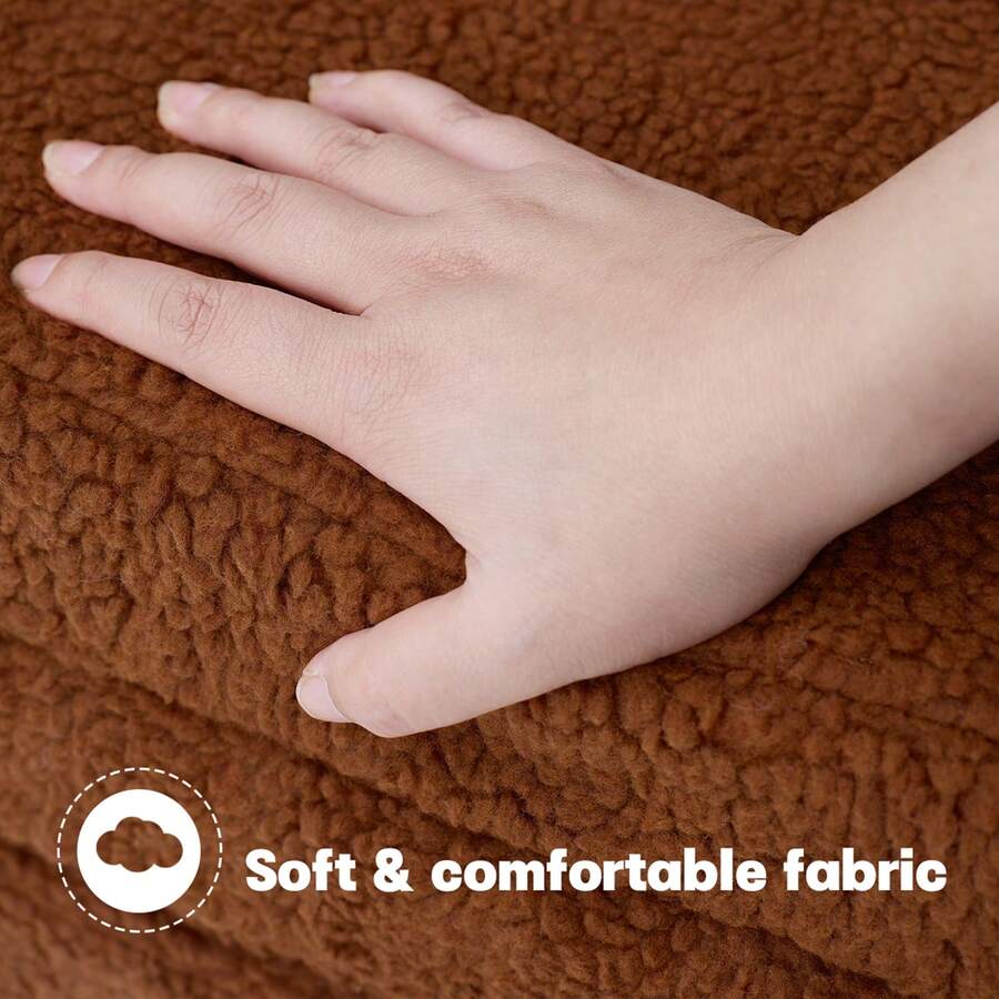 Kids Couch, 2-In-1 Convertible Soft Sherpa Fabric, Toddler Chairs Comfy 1-5 Years Old, Cartoon Animal & Crown Design, Toddler Furniture For Bedroom And Playroom, Bear, Medium - Brown Bear 30% Off - View 6