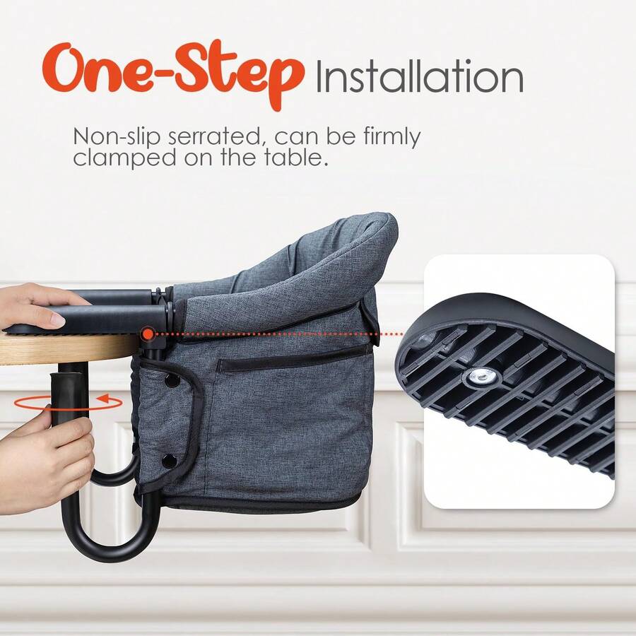 Hook On High Chair - Portable & Foldable For Babies 6-36 Months, Family & Travel Use With Carry Bag (Grey) - Ash - View 4