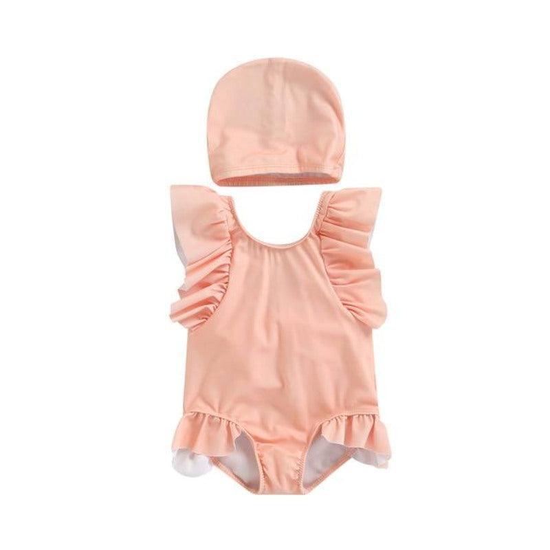 Ruffle Sleeve Baby Swimsuit-Diaper Reusable