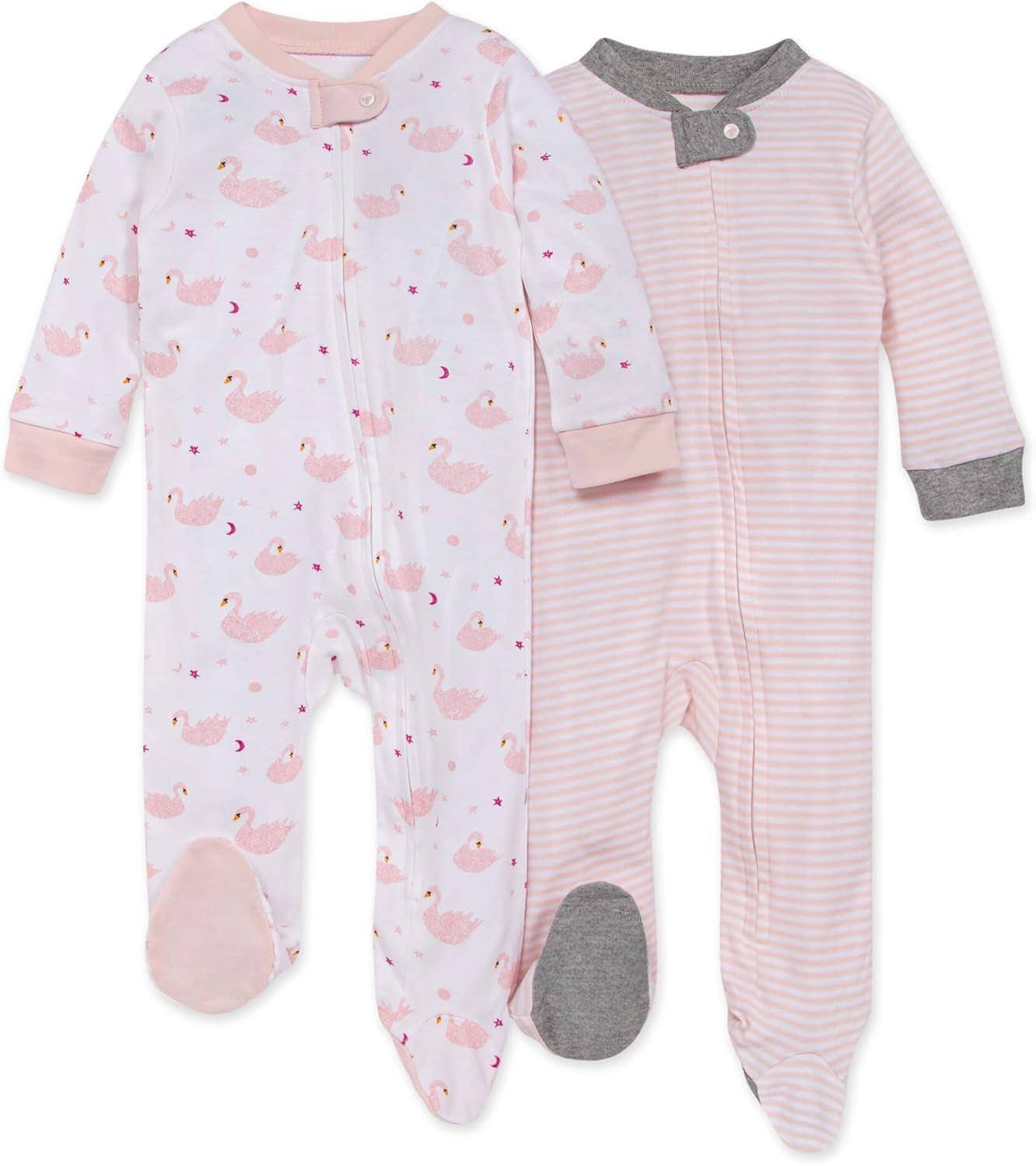 Baby Girls Pajamas 2 Piece Set – Soft Cotton Snap Sleepwear-Diaper Reusable