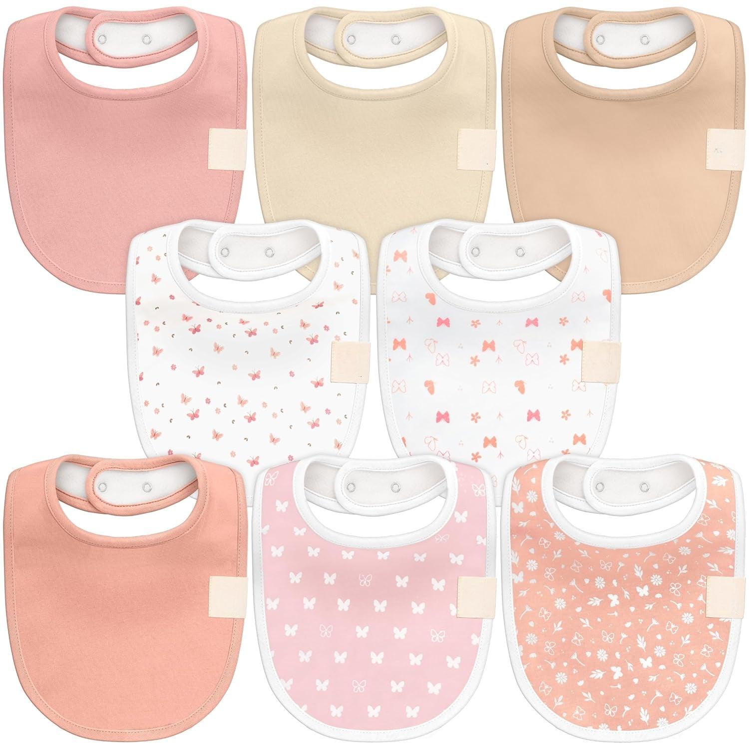 8 Pack Organic Unisex Baby Bibs For Modern Parents-Diaper Reusable