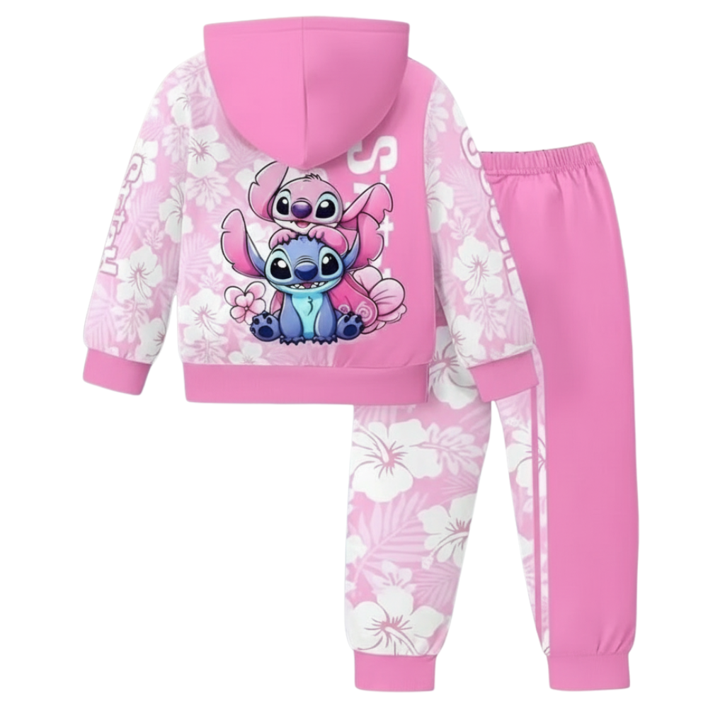 Floral Print Hoodie And Sweatpants Set For Girls