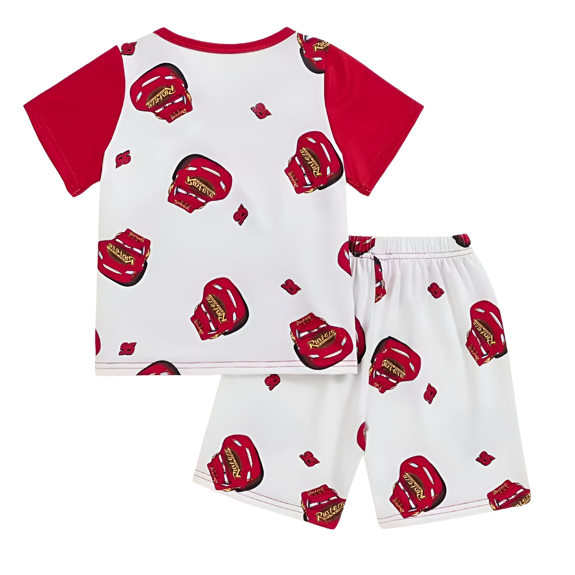 Cartoon Racing Print Kids Pajama Set
