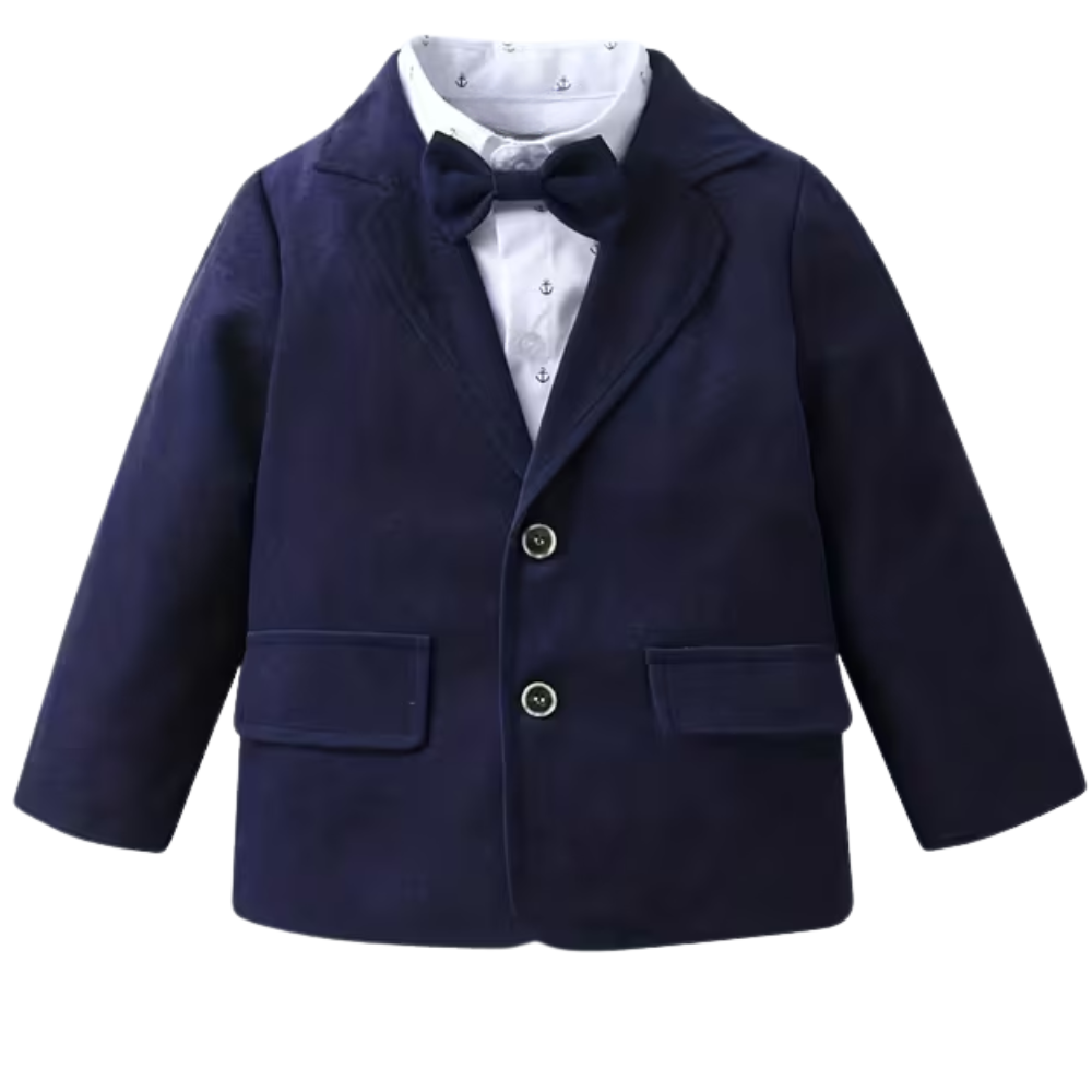 Three Piece Gentleman Suit With Printed Shirt Pants And Blazer