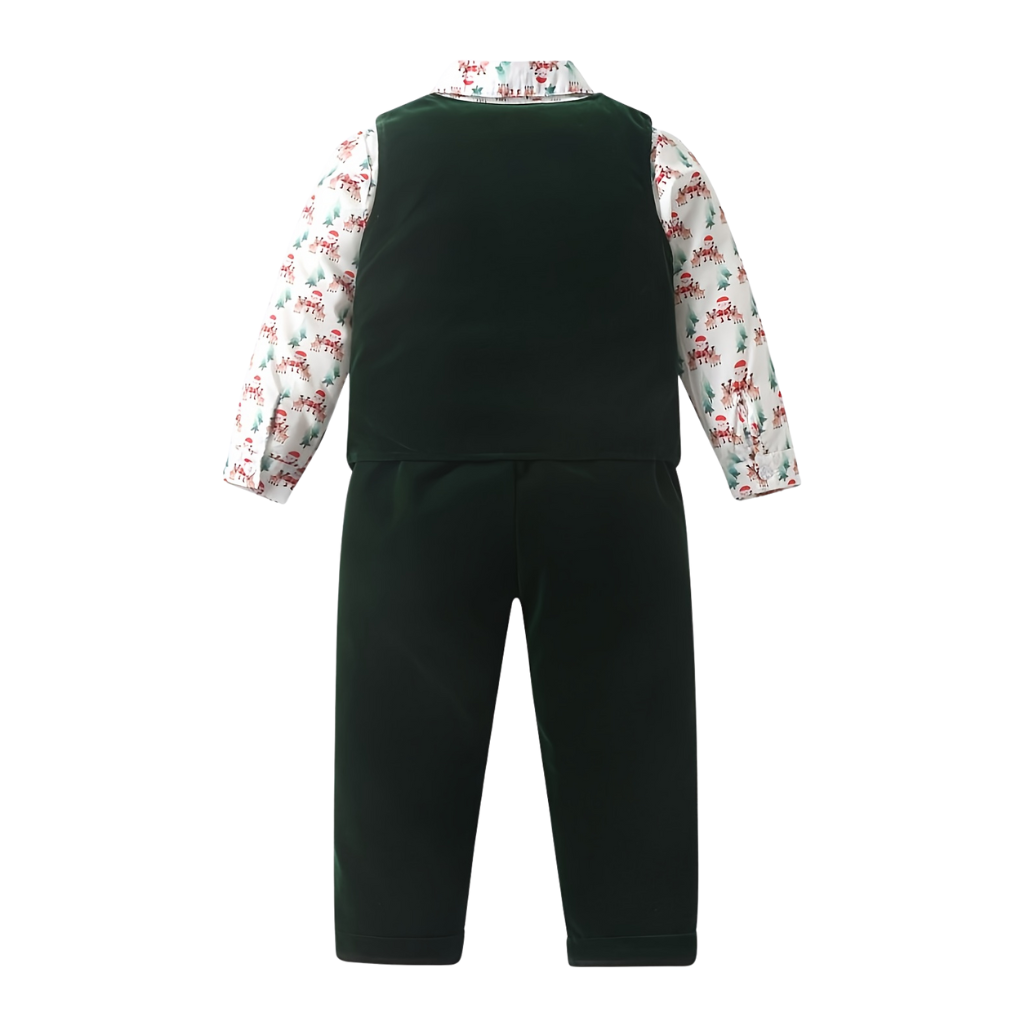 3 Piece Vest Shirt With Bow Tie And Pant Set For Boys