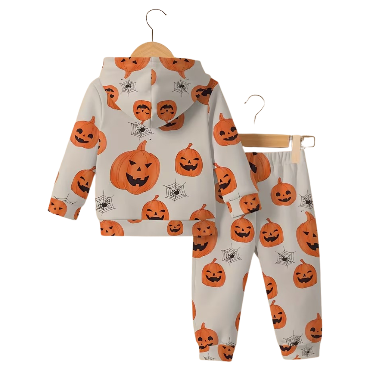 Pumpkin Print Hoodie Pants Set