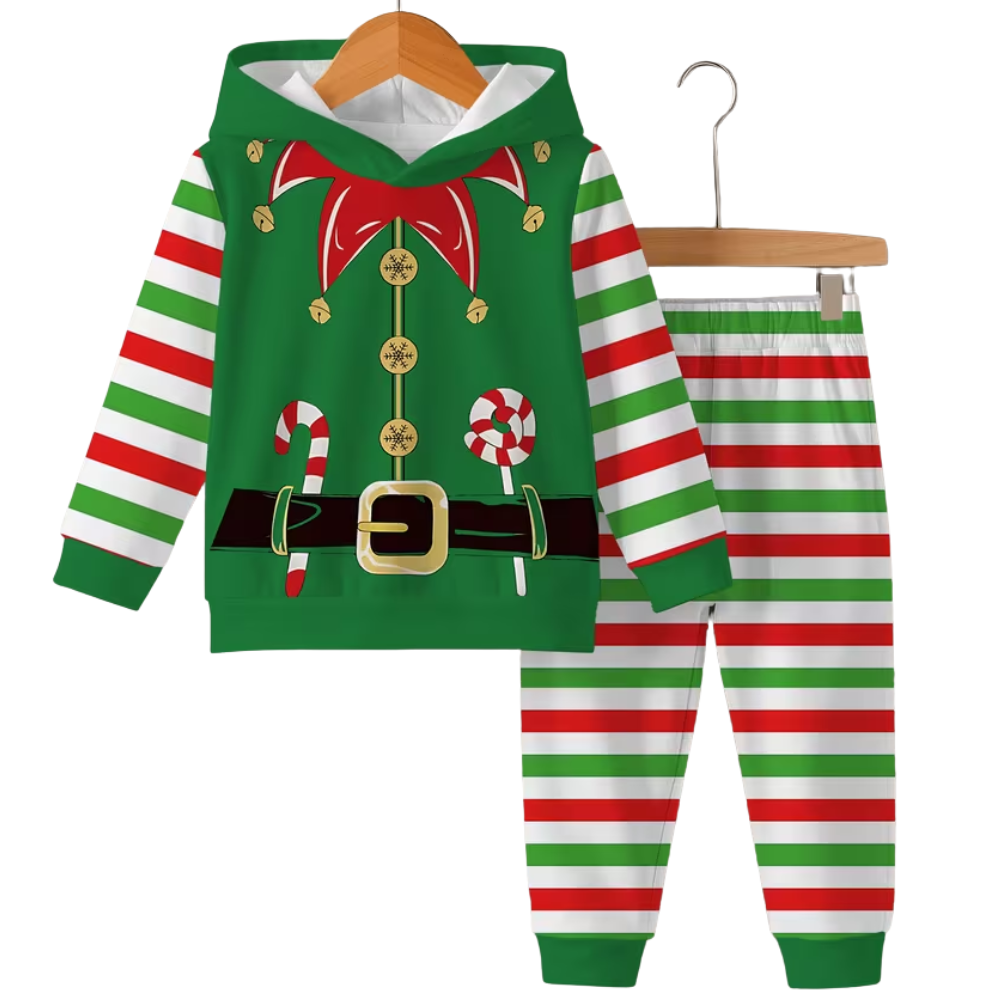 Kids Printed Hooded Pants Outfit