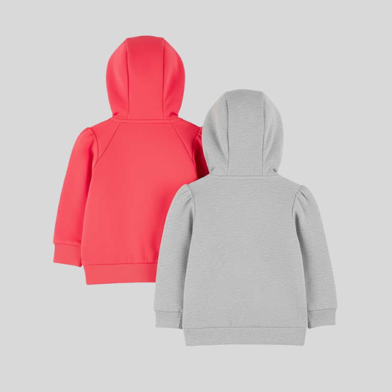 Pack of 2 Girls Fleece Full Zip Hoodies