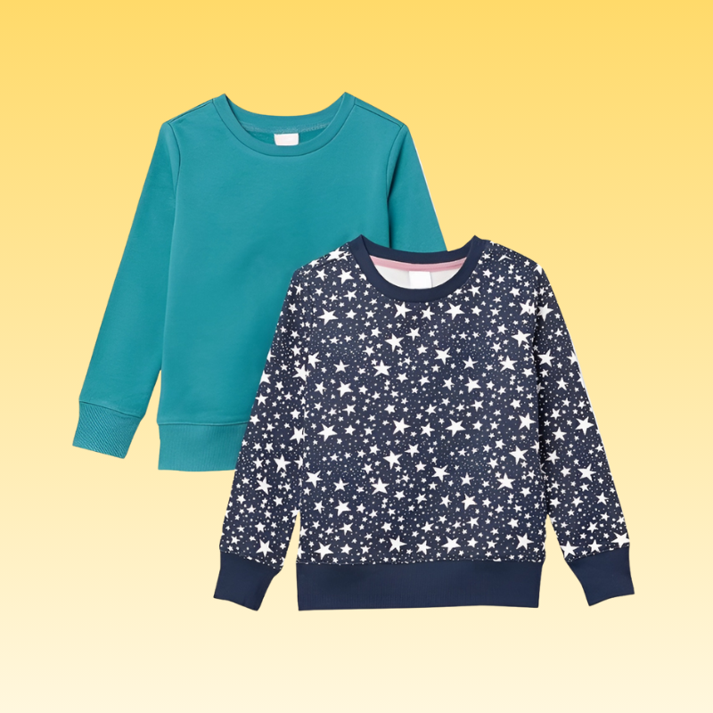 Pack of 2 Girls and Toddlers Fleece Crewneck Pullover Sweatshirts