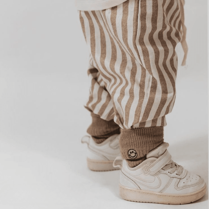 Baby Striped Drawstring Casual Pants-Diaper Reusable