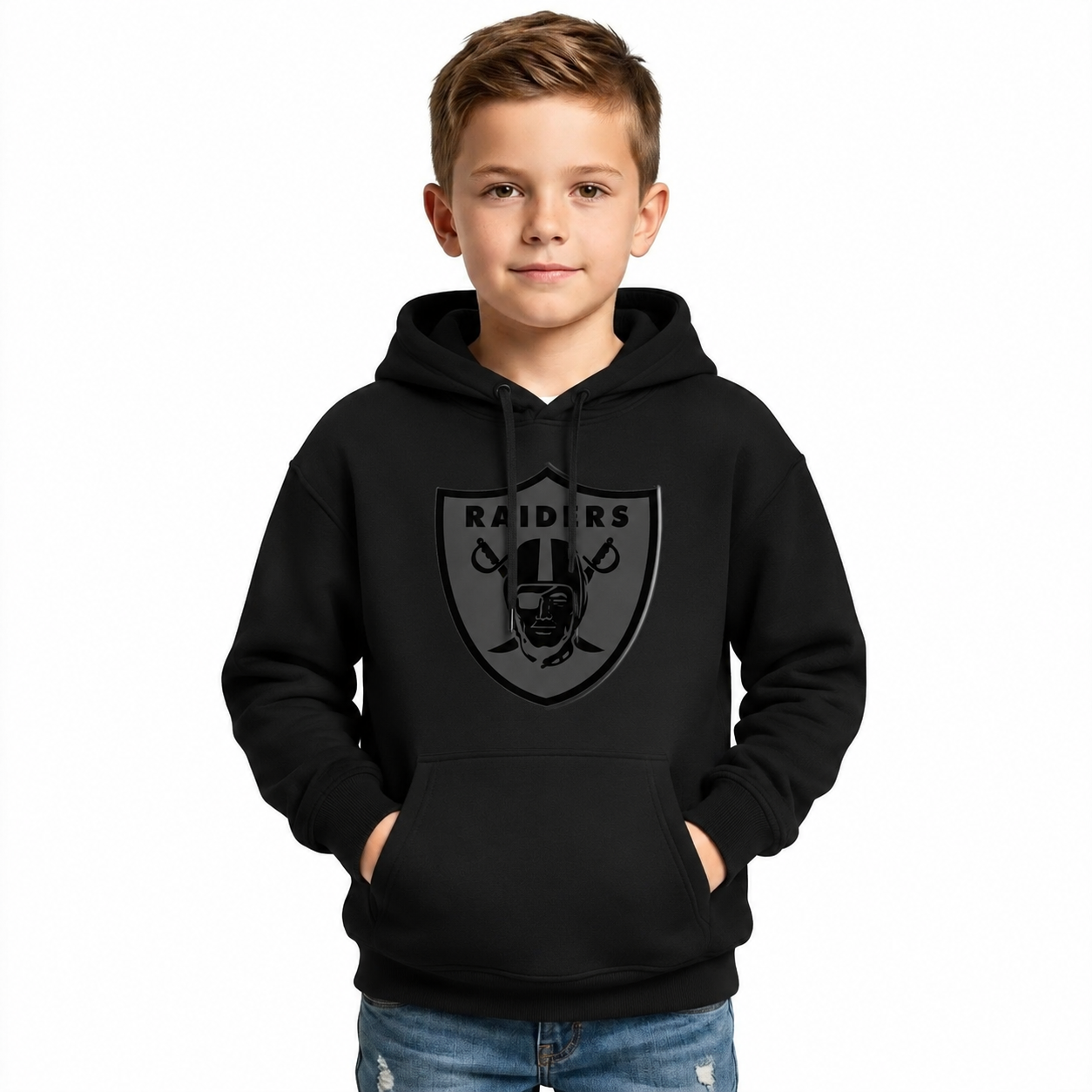 Las Vegas Raiders Printed Football Fan Hoodie For Kids