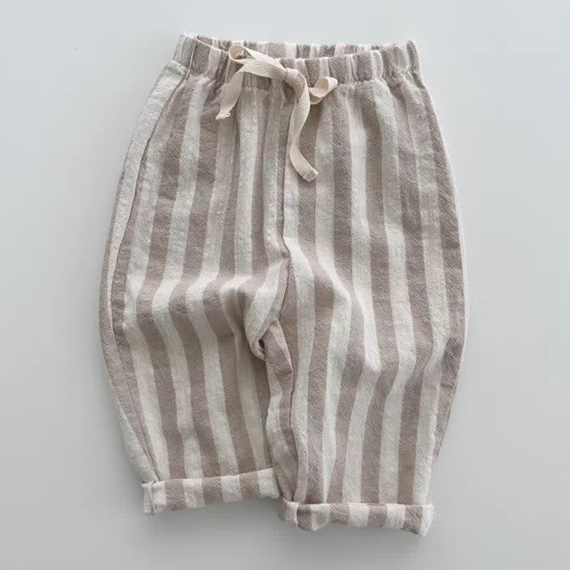Baby Striped Drawstring Casual Pants-Diaper Reusable