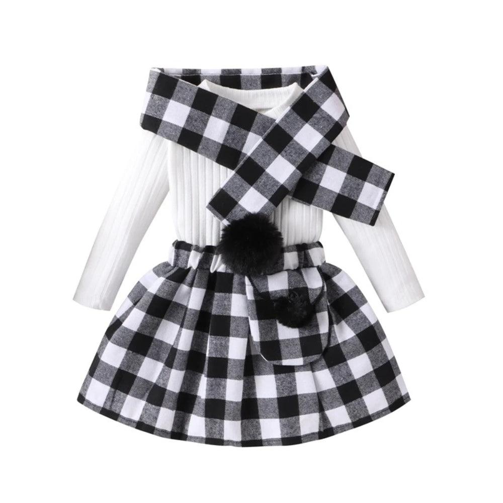 Plaid Skirt Set Outfit-Diaper Reusable