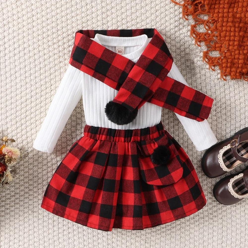 Plaid Skirt Set Outfit-Diaper Reusable