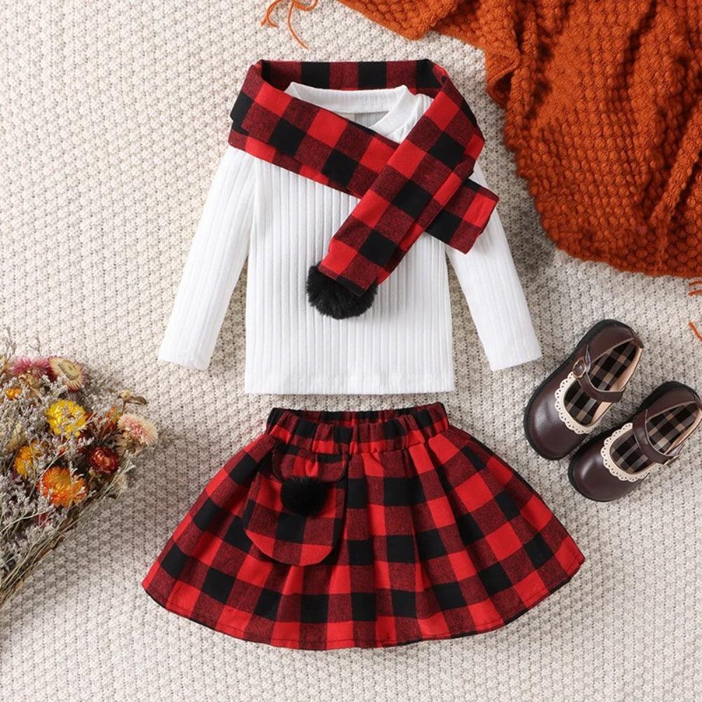 Plaid Skirt Set Outfit-Diaper Reusable